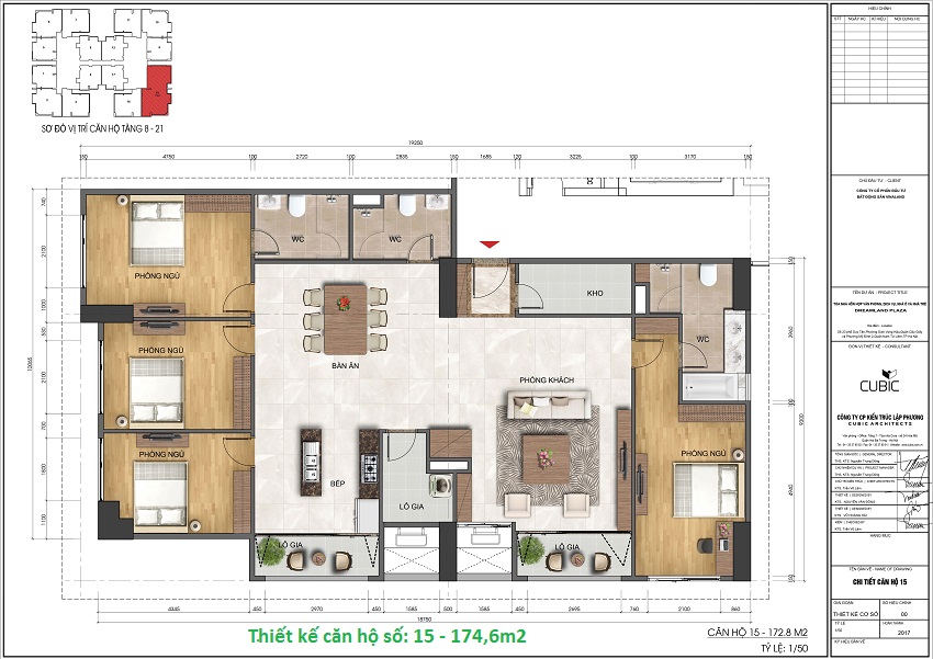 Thiết kế căn hộ 174,6m2 chung cư Bonanza 23 Duy Tân